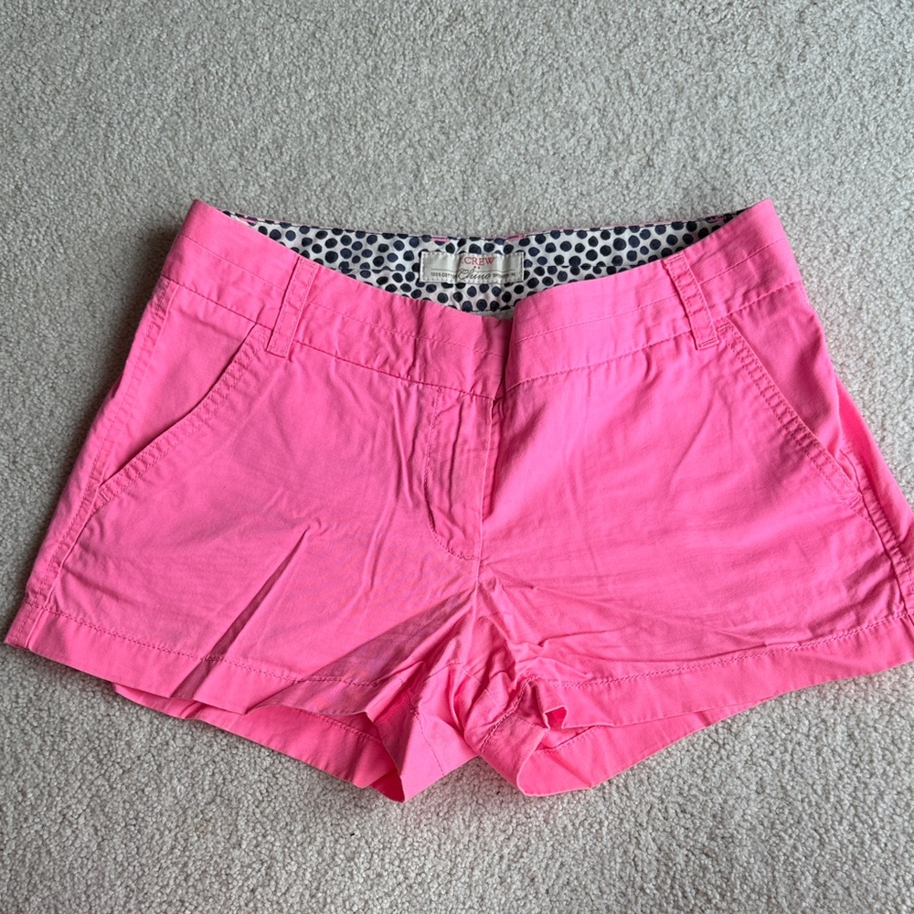 J. Crew hot pink chino shorts